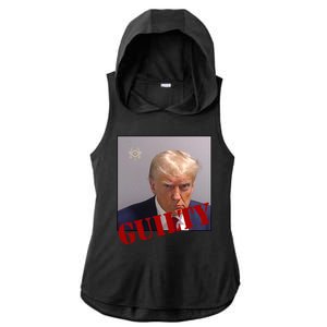 Donald Trump Guilty Mugshot Ladies PosiCharge Tri-Blend Wicking Draft Hoodie Tank