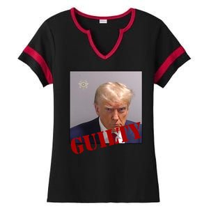 Donald Trump Guilty Mugshot Ladies Halftime Notch Neck Tee