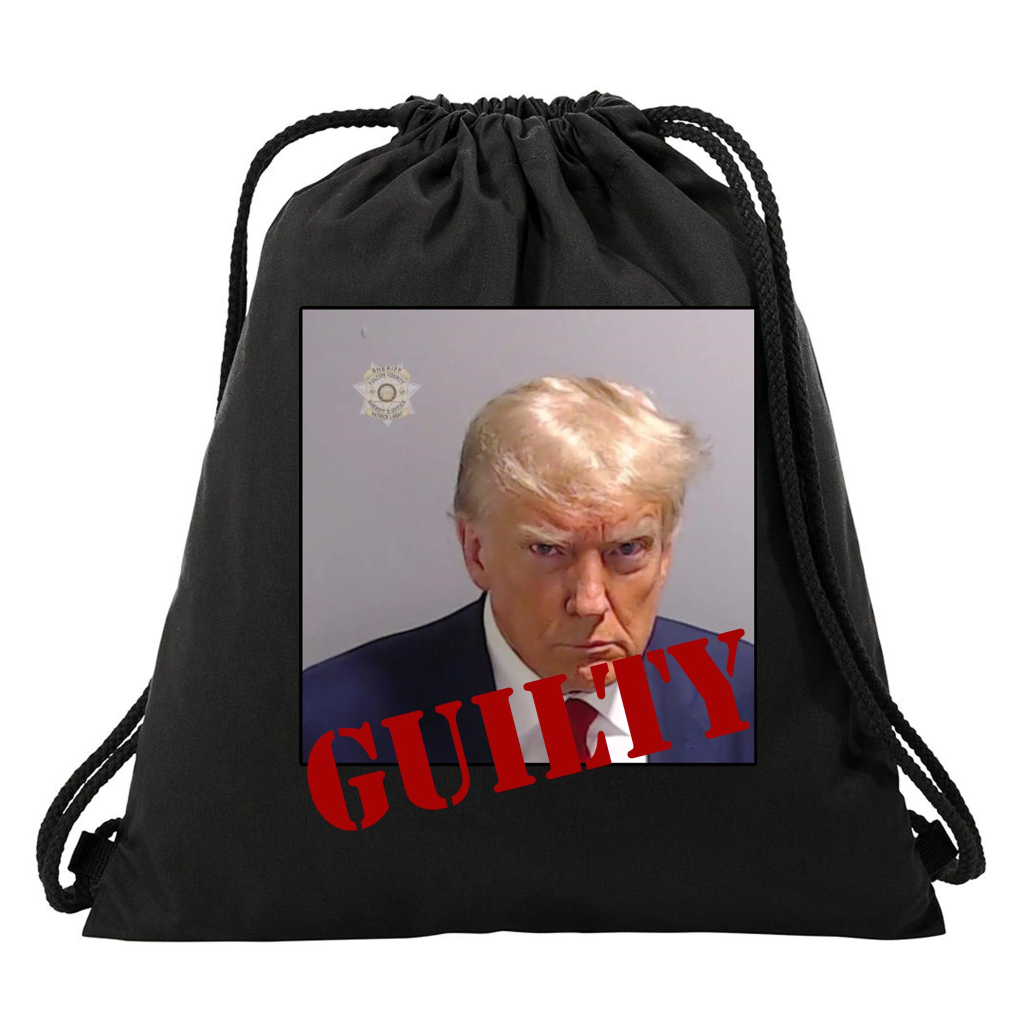 Donald Trump Guilty Mugshot Drawstring Bag