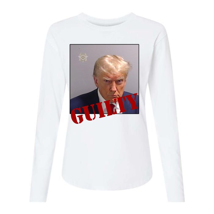 Donald Trump Guilty Mugshot Womens Cotton Relaxed Long Sleeve T-Shirt