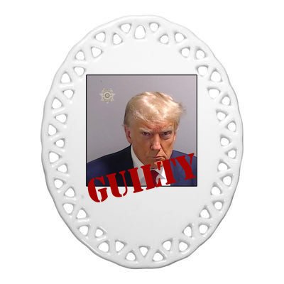 Donald Trump Guilty Mugshot Ceramic Oval Ornament