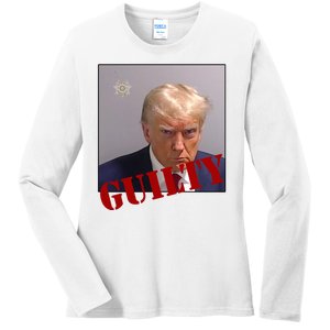 Donald Trump Guilty Mugshot Ladies Long Sleeve Shirt