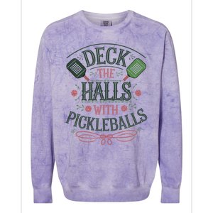 Deck The Halls With Pickleballs Pickleball Christmas Great Gift Colorblast Crewneck Sweatshirt