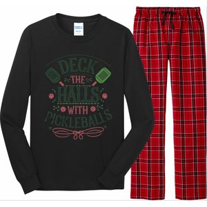 Deck The Halls With Pickleballs Pickleball Christmas Great Gift Long Sleeve Pajama Set