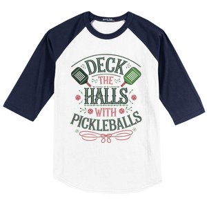 Deck The Halls With Pickleballs Pickleball Christmas Great Gift Baseball Sleeve Shirt