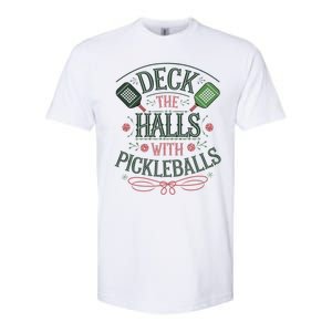 Deck The Halls With Pickleballs Pickleball Christmas Great Gift Softstyle CVC T-Shirt