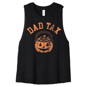 Dad Tax Halloween Trick Or Treat Candy Pumkin Dad Joke Women's Racerback Cropped Tank