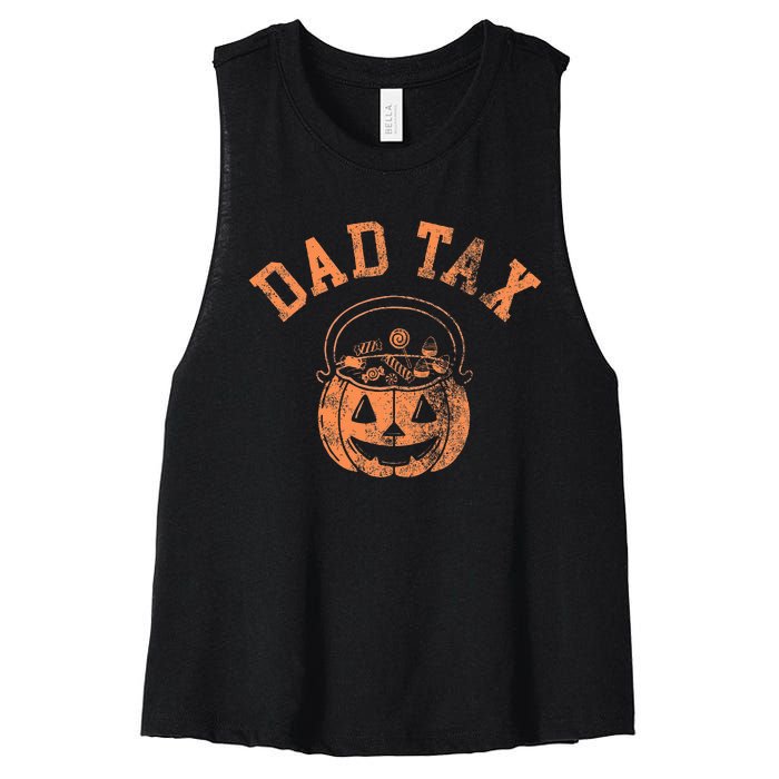 Dad Tax Halloween Trick Or Treat Candy Pumkin Dad Joke Women's Racerback Cropped Tank