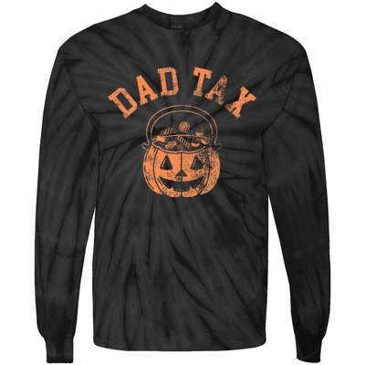 Dad Tax Halloween Trick Or Treat Candy Pumkin Dad Joke Tie-Dye Long Sleeve Shirt