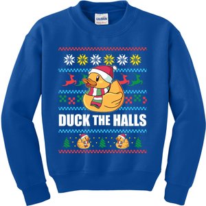 Duck The Halls! Ugly Christmas Jumper Funny Santa Claus Meme Gift Kids Sweatshirt