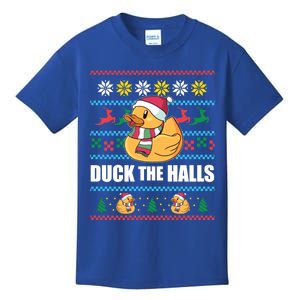 Duck The Halls! Ugly Christmas Jumper Funny Santa Claus Meme Gift Kids T-Shirt