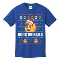 Duck The Halls! Ugly Christmas Jumper Funny Santa Claus Meme Gift Kids T-Shirt