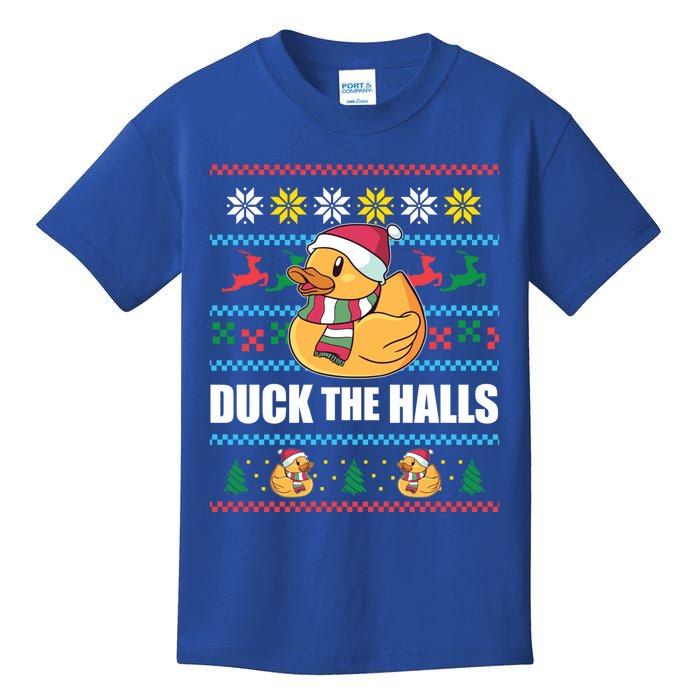 Duck The Halls! Ugly Christmas Jumper Funny Santa Claus Meme Gift Kids T-Shirt