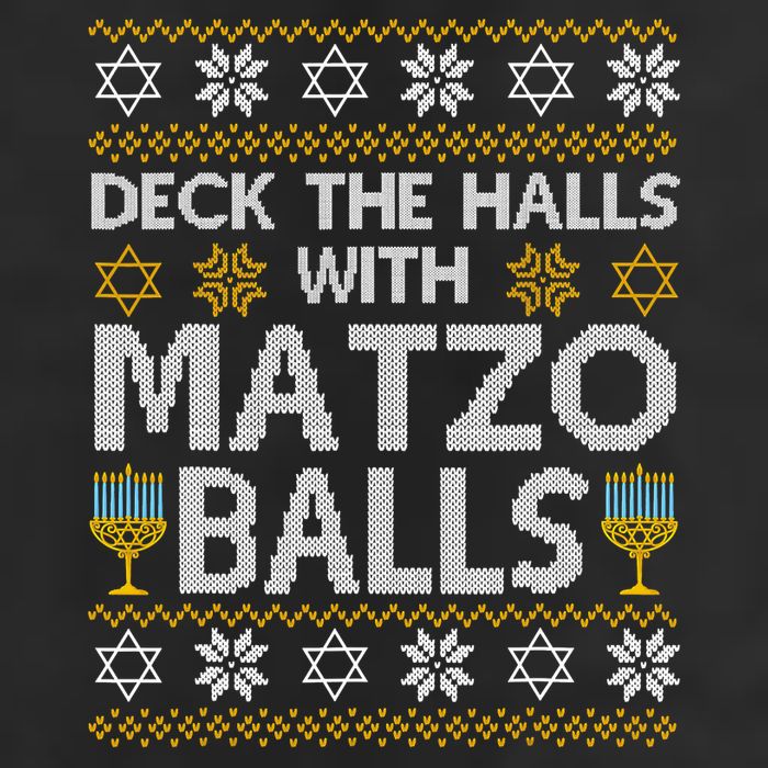 Deck The Halls With Matzo Balls Chanukkah Ugly Hanukkah Garment-Dyed Fleece Hoodie