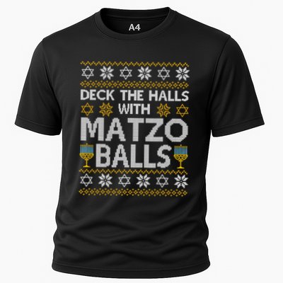Deck The Halls With Matzo Balls Chanukkah Ugly Hanukkah Performance Shirt