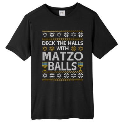 Deck The Halls With Matzo Balls Chanukkah Ugly Hanukkah Tall Fusion ChromaSoft Performance T-Shirt