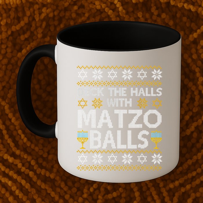 Deck The Halls With Matzo Balls Chanukkah Ugly Hanukkah Mug
