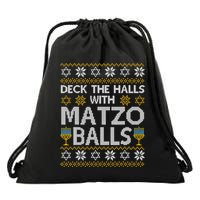Deck The Halls With Matzo Balls Chanukkah Ugly Hanukkah Drawstring Bag