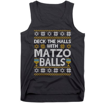 Deck The Halls With Matzo Balls Chanukkah Ugly Hanukkah Tank Top