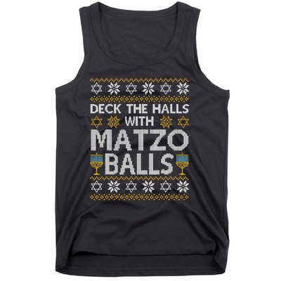 Deck The Halls With Matzo Balls Chanukkah Ugly Hanukkah Tank Top