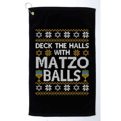 Deck The Halls With Matzo Balls Chanukkah Ugly Hanukkah Golf Towel