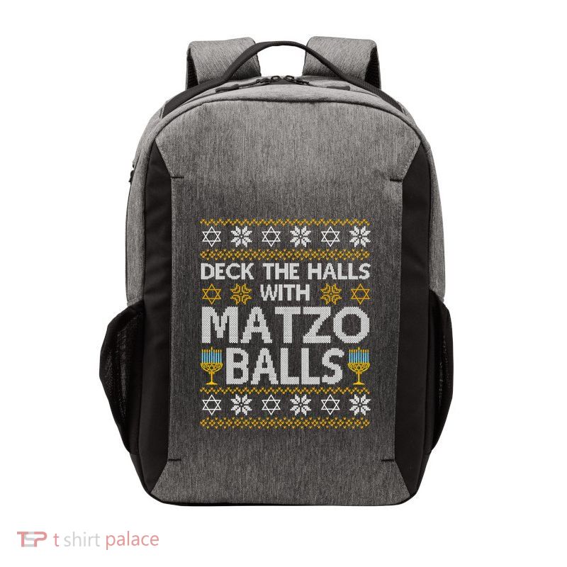 Deck The Halls With Matzo Balls Chanukkah Ugly Hanukkah Vector Backpack