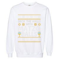 Deck The Halls With Matzo Balls Chanukkah Ugly Hanukkah Garment-Dyed Sweatshirt