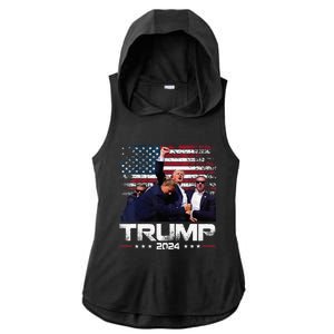 Donald Trump HeLl Never Stop Fighting To Save America Ladies PosiCharge Tri-Blend Wicking Draft Hoodie Tank