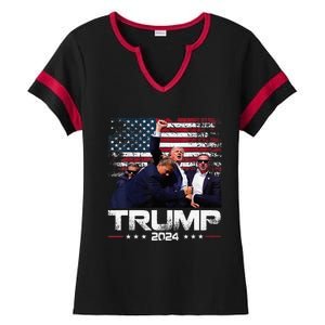 Donald Trump HeLl Never Stop Fighting To Save America Ladies Halftime Notch Neck Tee