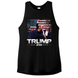 Donald Trump HeLl Never Stop Fighting To Save America Ladies PosiCharge Tri-Blend Wicking Tank