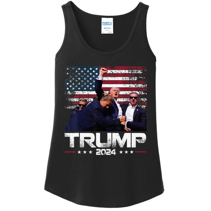 Donald Trump HeLl Never Stop Fighting To Save America Ladies Essential Tank