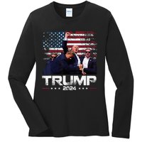 Donald Trump HeLl Never Stop Fighting To Save America Ladies Long Sleeve Shirt