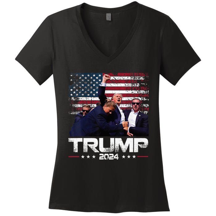 Donald Trump HeLl Never Stop Fighting To Save America Women's V-Neck T-Shirt