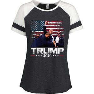 Donald Trump HeLl Never Stop Fighting To Save America Enza Ladies Jersey Colorblock Tee