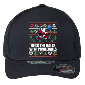 DECK THE HALLS PICKLE BALLS Ugly Christmas Pickleball  Flexfit Unipanel Trucker Cap