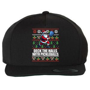 DECK THE HALLS PICKLE BALLS Ugly Christmas Pickleball  Wool Snapback Cap