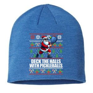 DECK THE HALLS PICKLE BALLS Ugly Christmas Pickleball  Sustainable Beanie