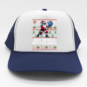 DECK THE HALLS PICKLE BALLS Ugly Christmas Pickleball  Trucker Hat