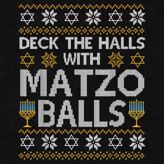 Deck The Halls With Matzo Balls Chanukkah Ugly Hanukkah Ladies PosiCharge Tri-Blend Wicking Tank