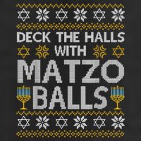 Deck The Halls With Matzo Balls Chanukkah Ugly Hanukkah Garment-Dyed Fleece Hoodie