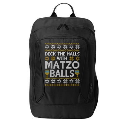 Deck The Halls With Matzo Balls Chanukkah Ugly Hanukkah City Backpack