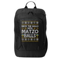 Deck The Halls With Matzo Balls Chanukkah Ugly Hanukkah City Backpack