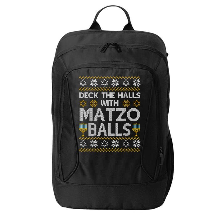 Deck The Halls With Matzo Balls Chanukkah Ugly Hanukkah City Backpack
