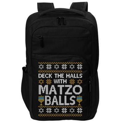 Deck The Halls With Matzo Balls Chanukkah Ugly Hanukkah Impact Tech Backpack