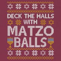 Deck The Halls With Matzo Balls Chanukkah Ugly Hanukkah 16oz Travel Tumbler