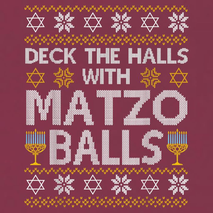 Deck The Halls With Matzo Balls Chanukkah Ugly Hanukkah 16oz Travel Tumbler