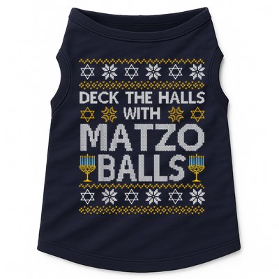 Deck The Halls With Matzo Balls Chanukkah Ugly Hanukkah Doggie Tank