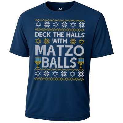 Deck The Halls With Matzo Balls Chanukkah Ugly Hanukkah Performance Shirt