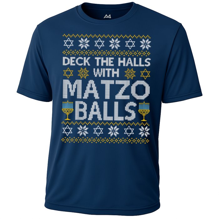 Deck The Halls With Matzo Balls Chanukkah Ugly Hanukkah Performance Shirt