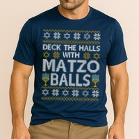 Deck The Halls With Matzo Balls Chanukkah Ugly Hanukkah Performance Shirt